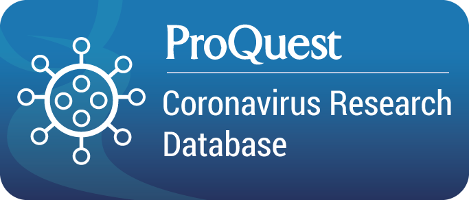 ProQuest Coronavirus Research Database with a virus drawing